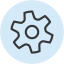A graphic of a gear to convey technical product information