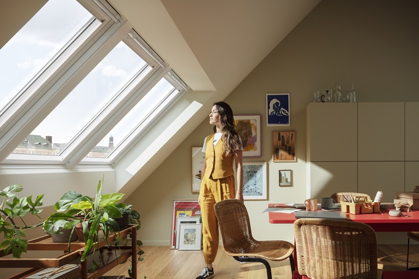 VELUX jumta logi, augi, dzīvojamā istaba, GGU