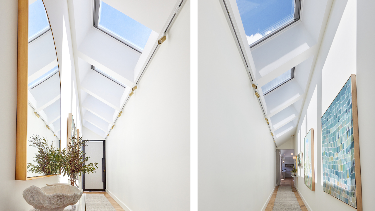 skylight bright hallway