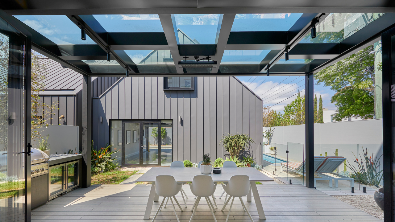 multiple skylights over patio verandah