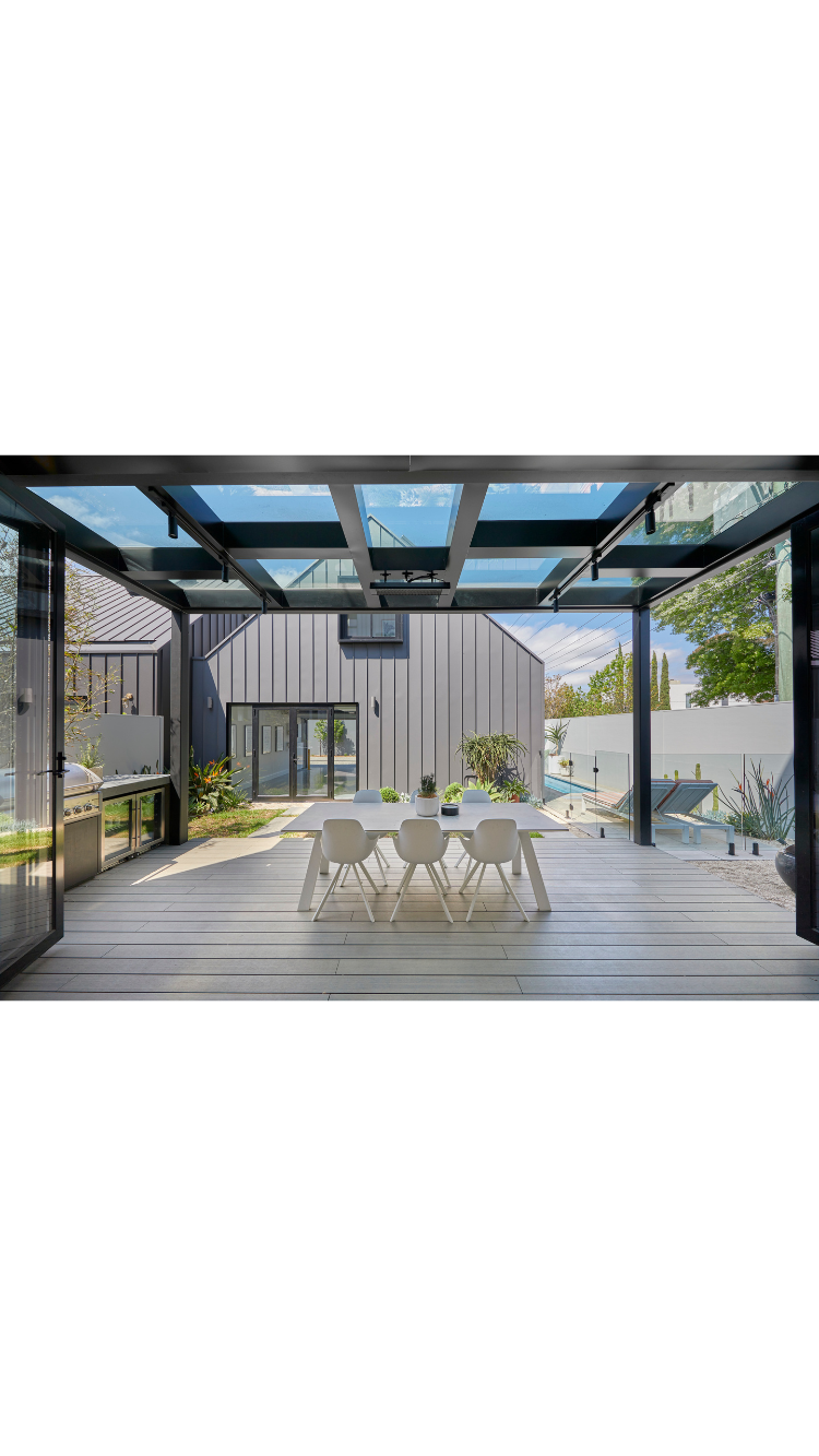 multiple skylights over patio verandah