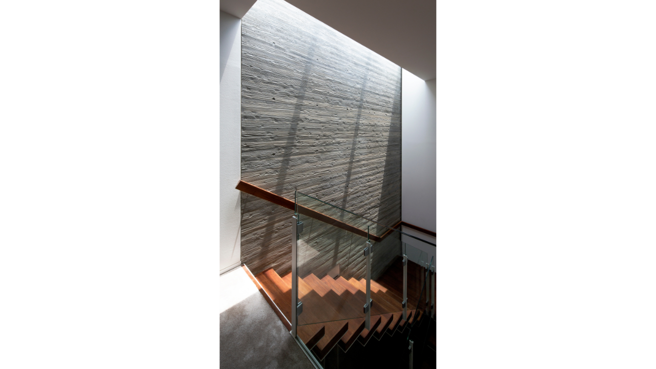 light beam onto stairs skylight