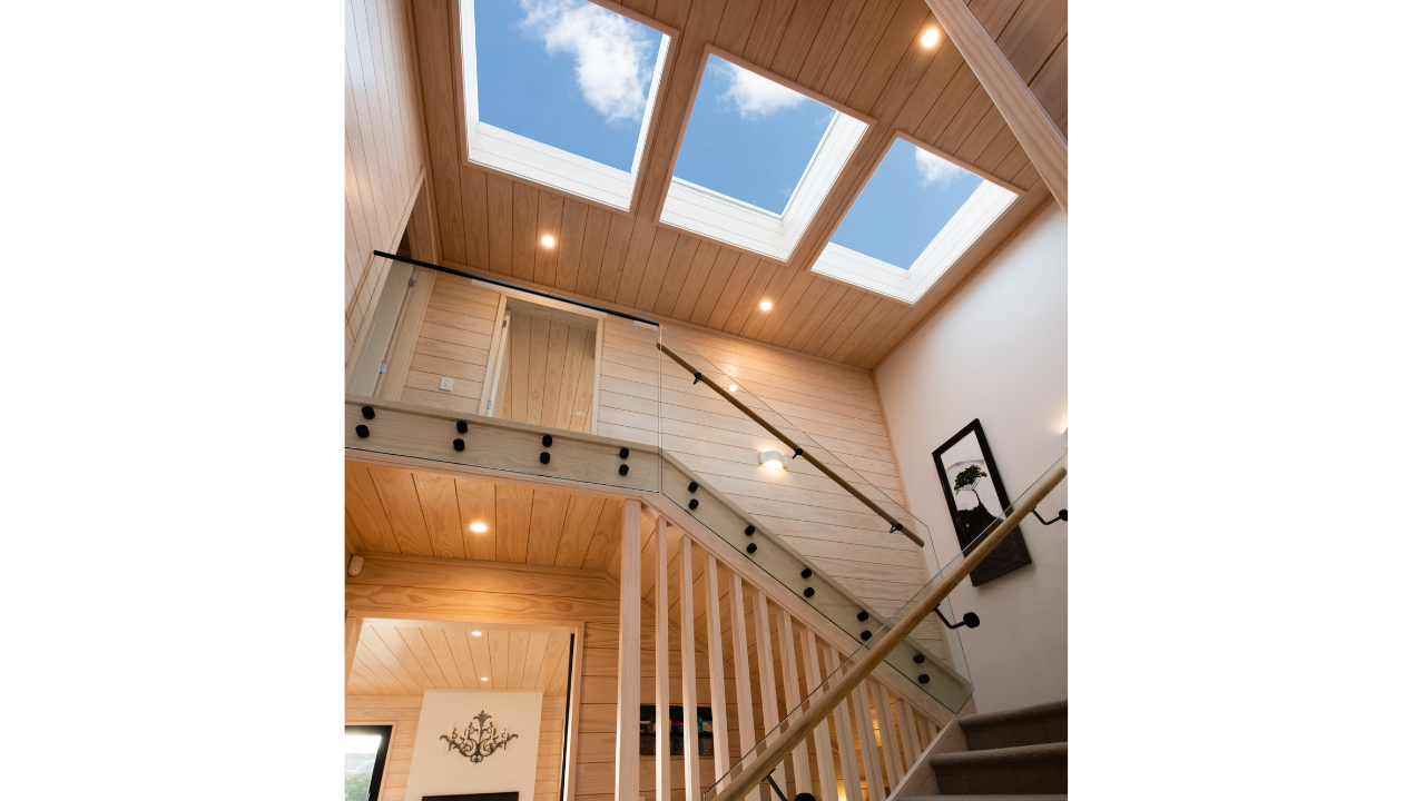 3 large skylights over stairs