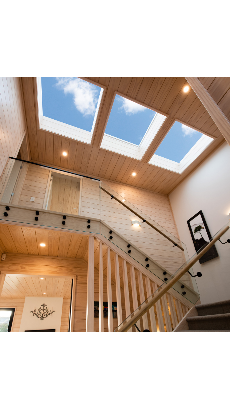 3 large skylights over stairs
