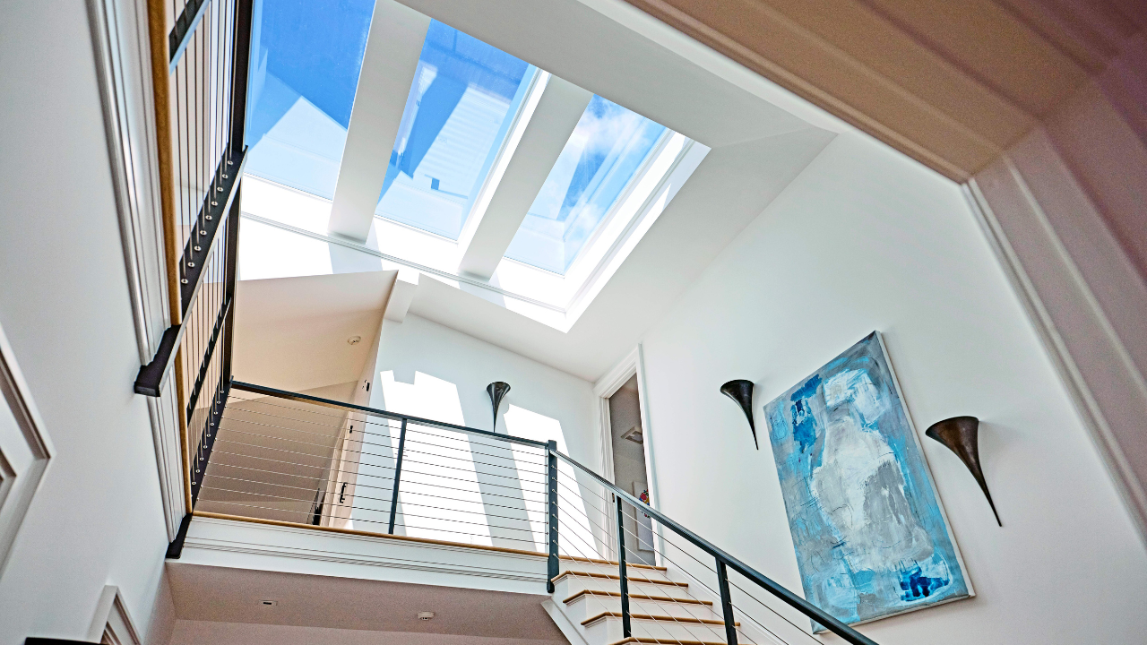 skylights over stairs bright sunlight