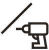 A black graphic of a roof slant and an electric screwdriver to convey installation, building, and construction
